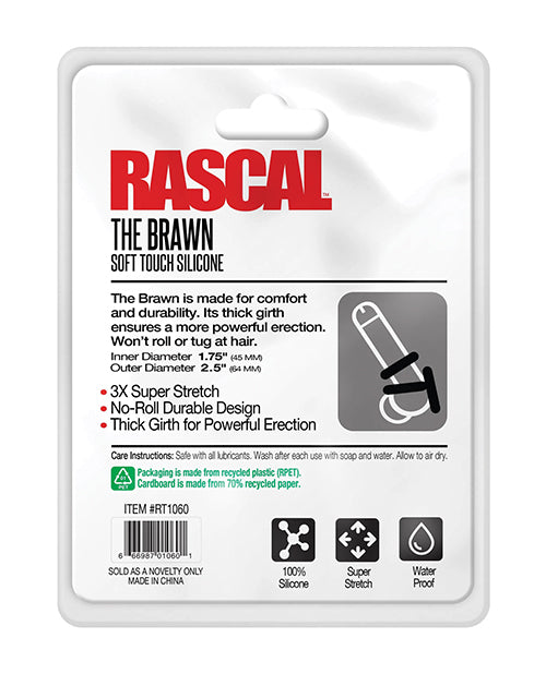 Rascal The Brawn Silicone Cock Ring - Black