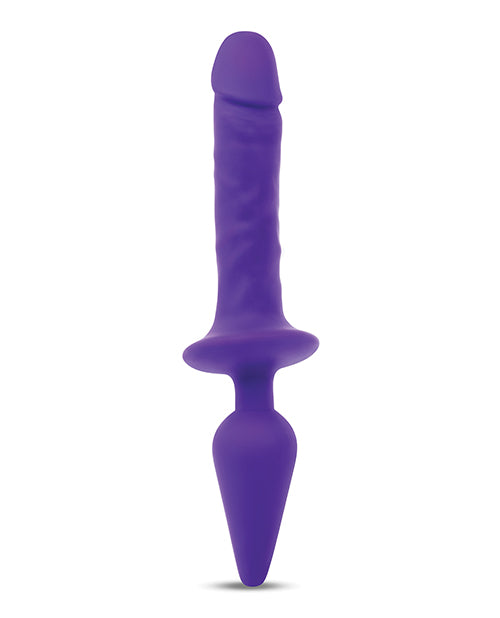 Together Double Pleasure 11"  Double-Ended Dildo & Butt Plug - Purple