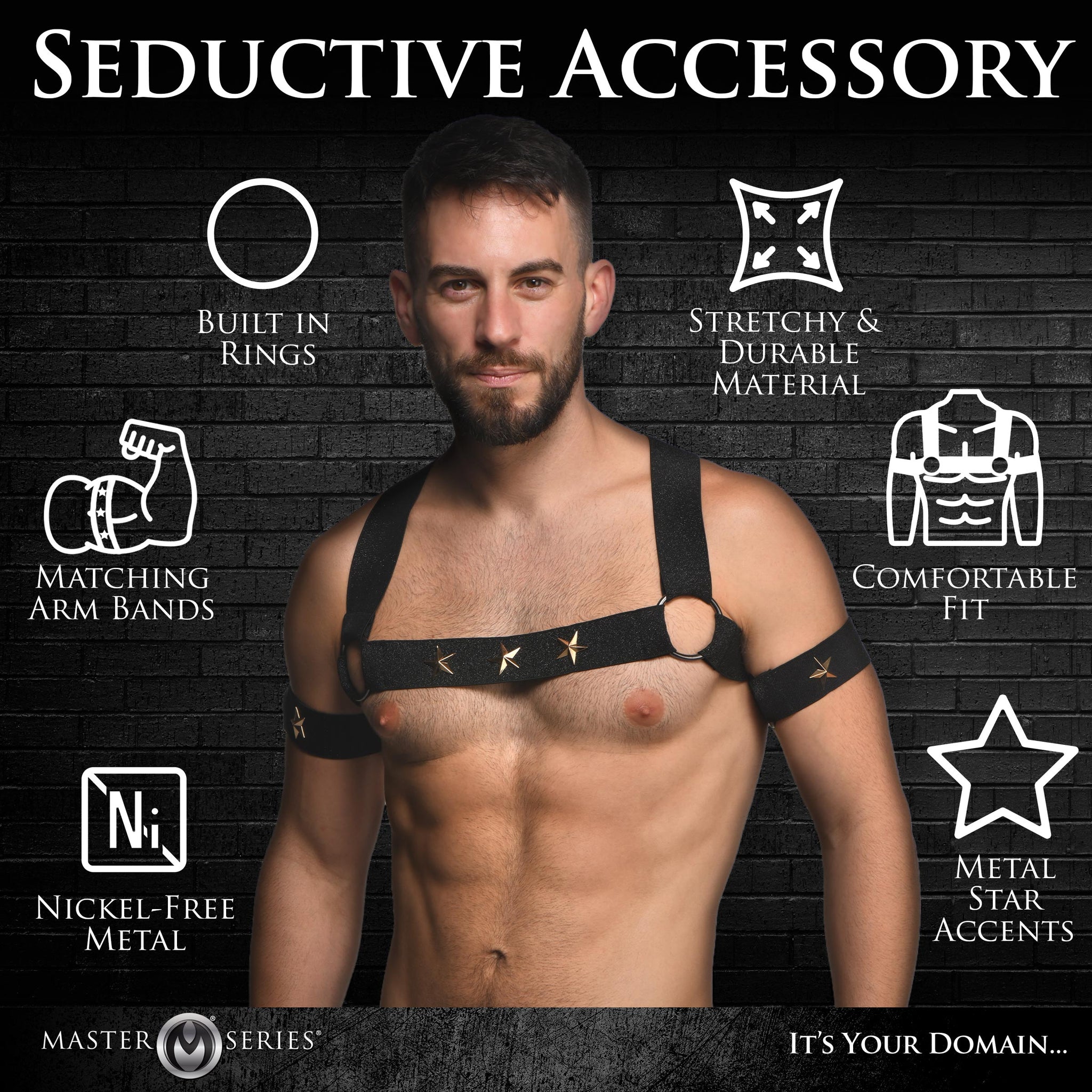 Rave Harness Elastic Chest Harness With Arm Bands -