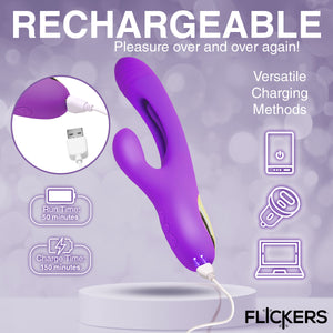 Tri Flick Silcione Flicking Rabbit Vibrator