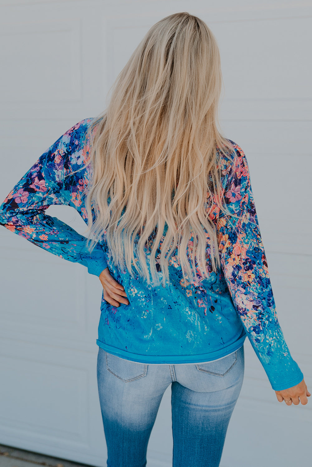 Floral V-Neck Long Sleeve Top