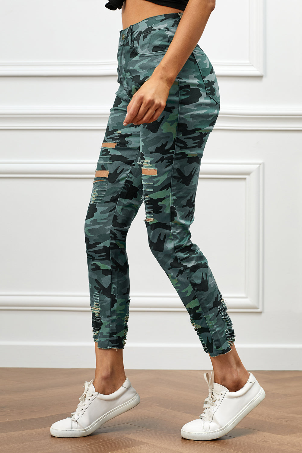 Distressed Camouflage Jeans